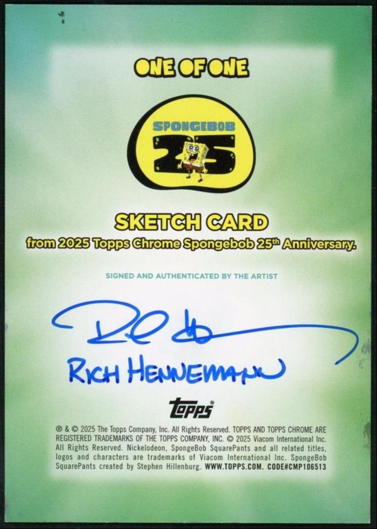 2025 Topps Chrome Spongebob Plankton Sketch 1/1