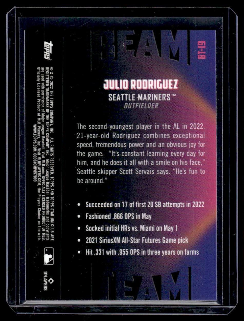 2022 Topps Stadium Club Chrome #BT-19 Julio Rodriguez Beam Team 