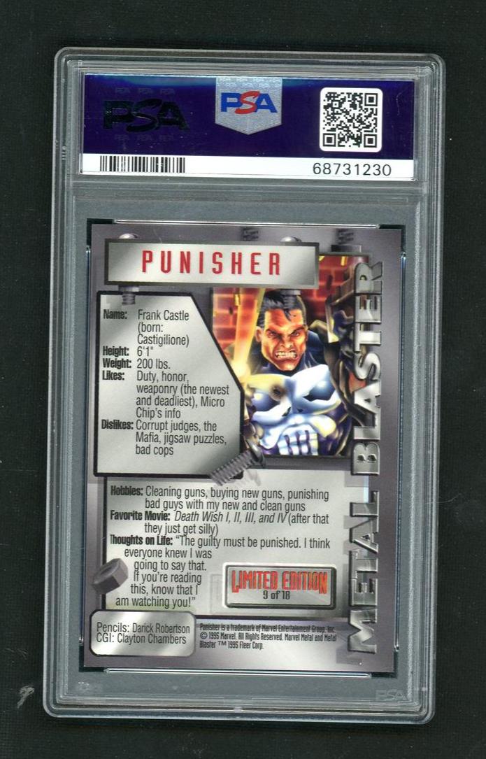 1995 Marvel Metal Metal Blaster Punisher #9 PSA 9