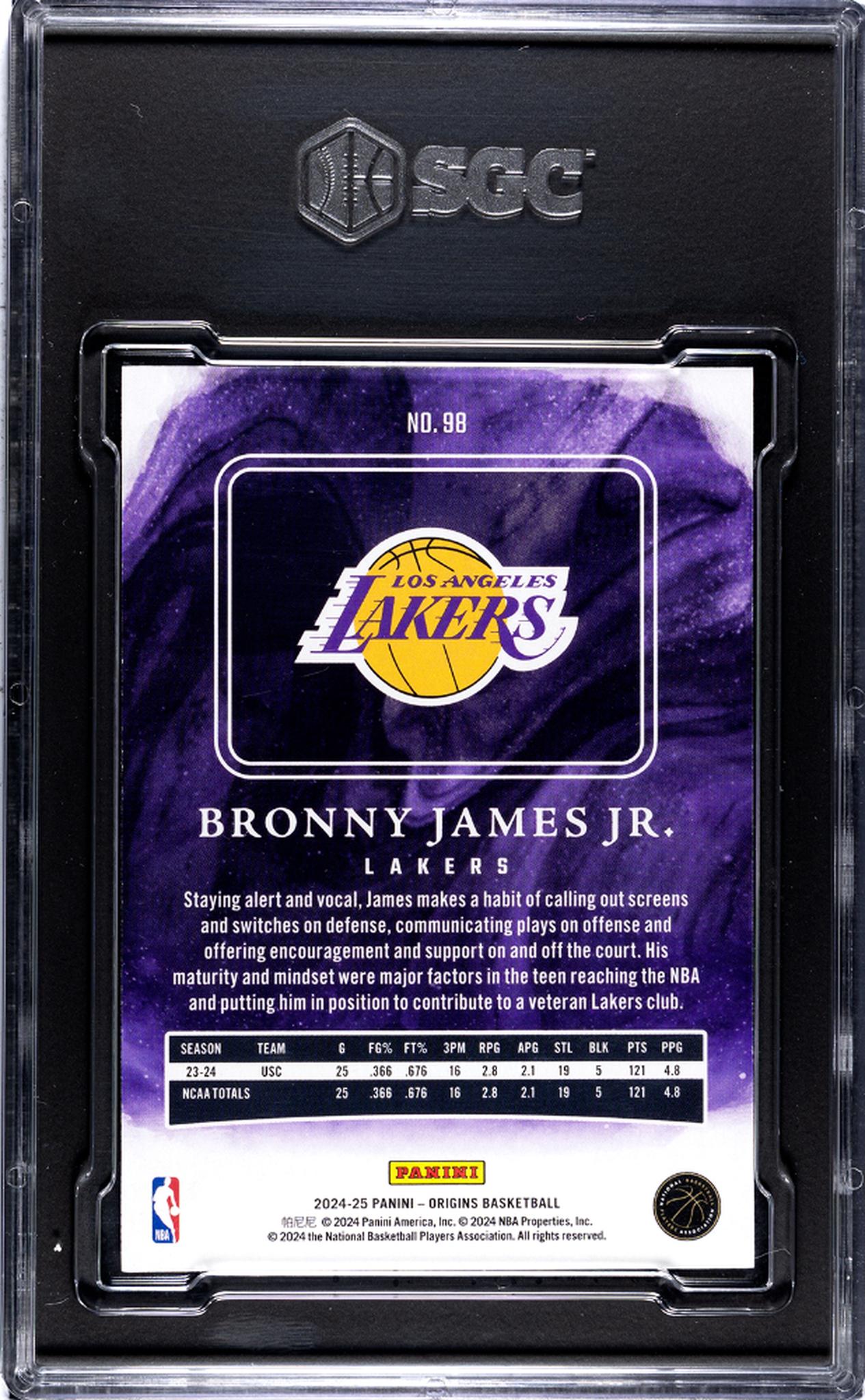 2024-25 Panini Origins #98 Bronny James Jr. SGC 9.5