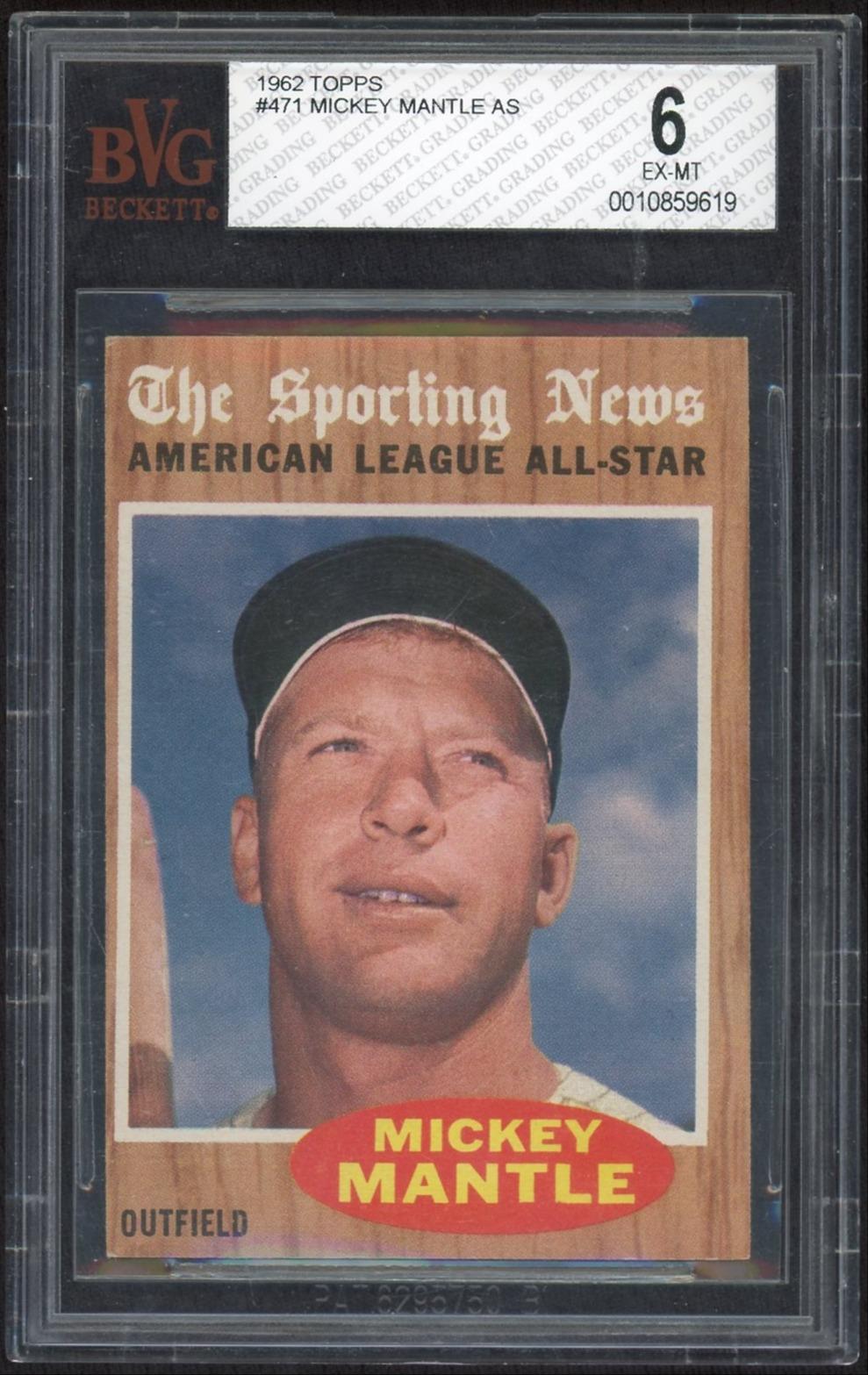 1962 Topps Set-Break #471 Mickey Mantle All Star BVG 6