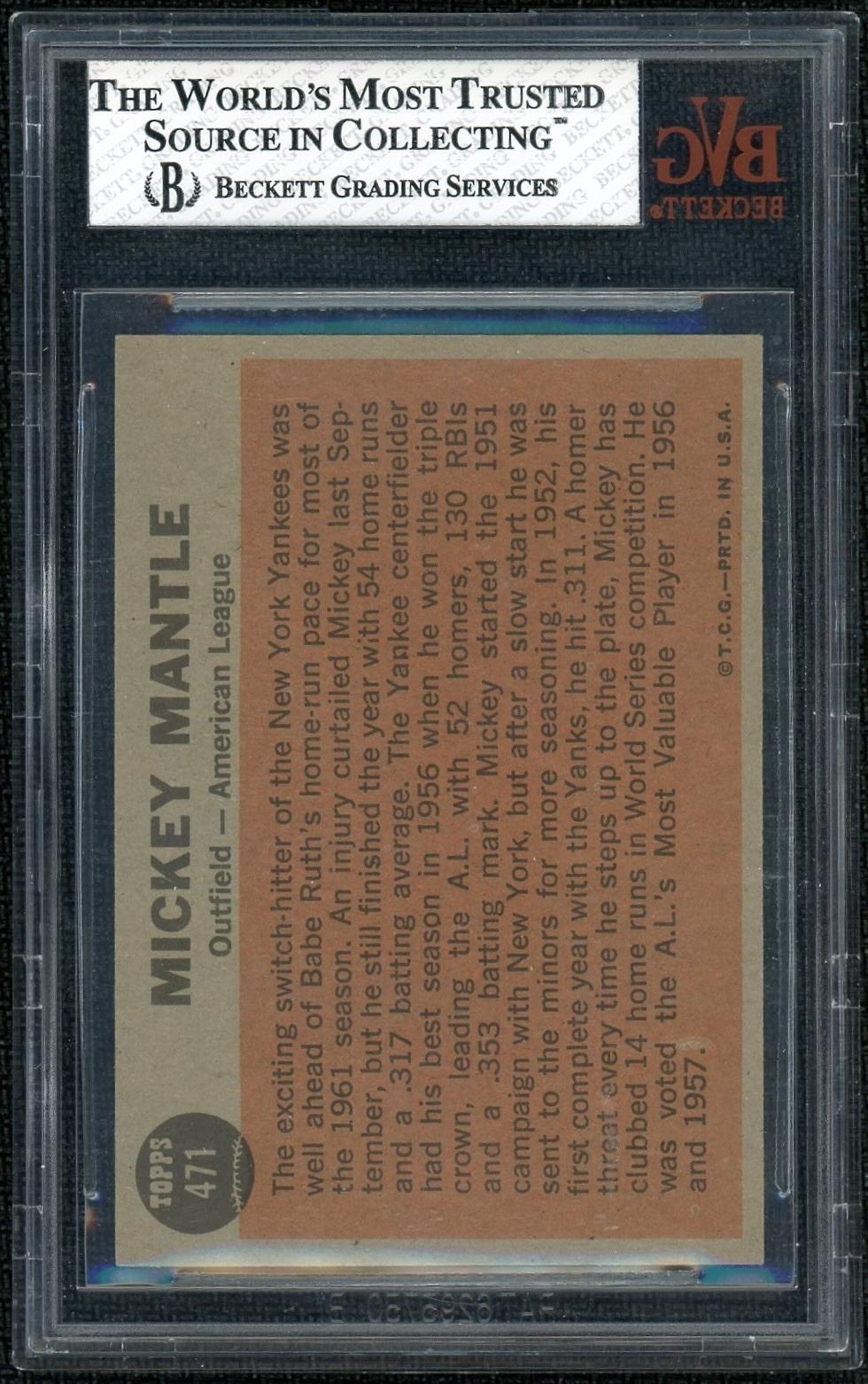 1962 Topps Set-Break #471 Mickey Mantle All Star BVG 6