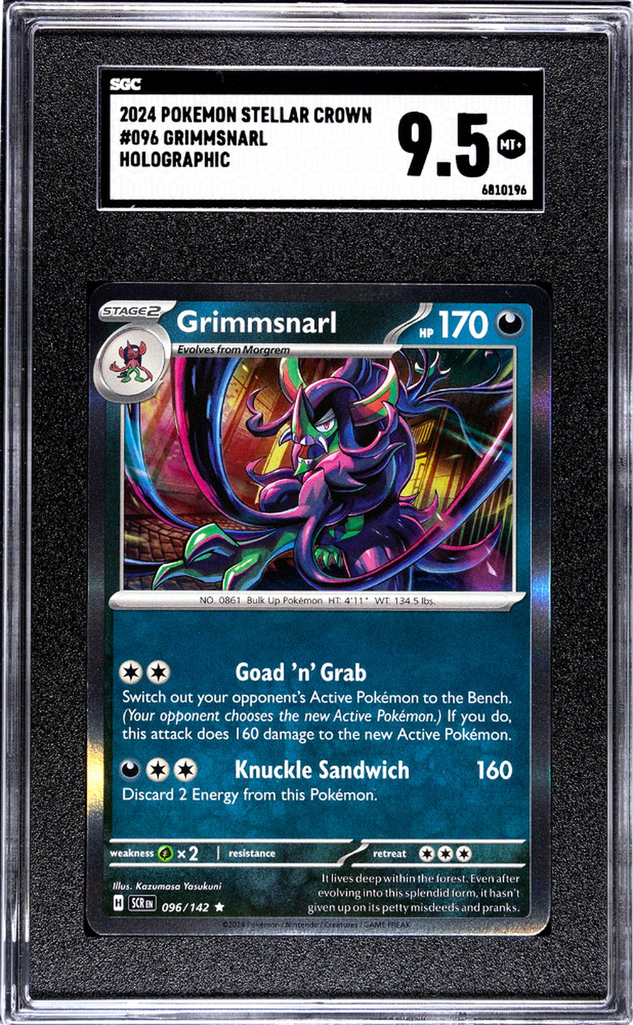 2024 Pokemon #096/142 Grimmsnarl Stellar Crown SGC 9.5