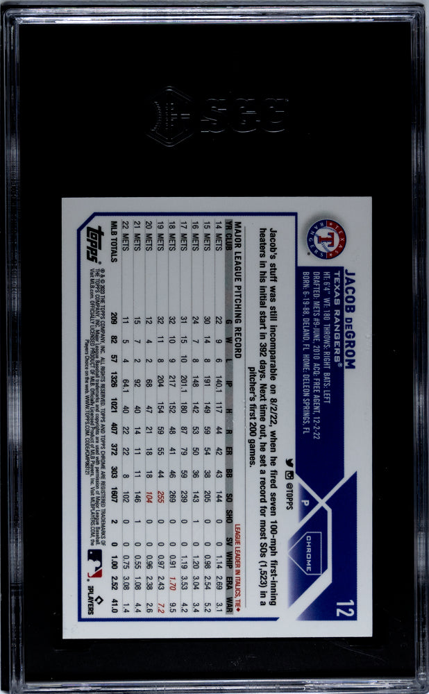 2023 Topps Chrome Purple Refractor Jacob DeGrom #12 /250 SGC 9