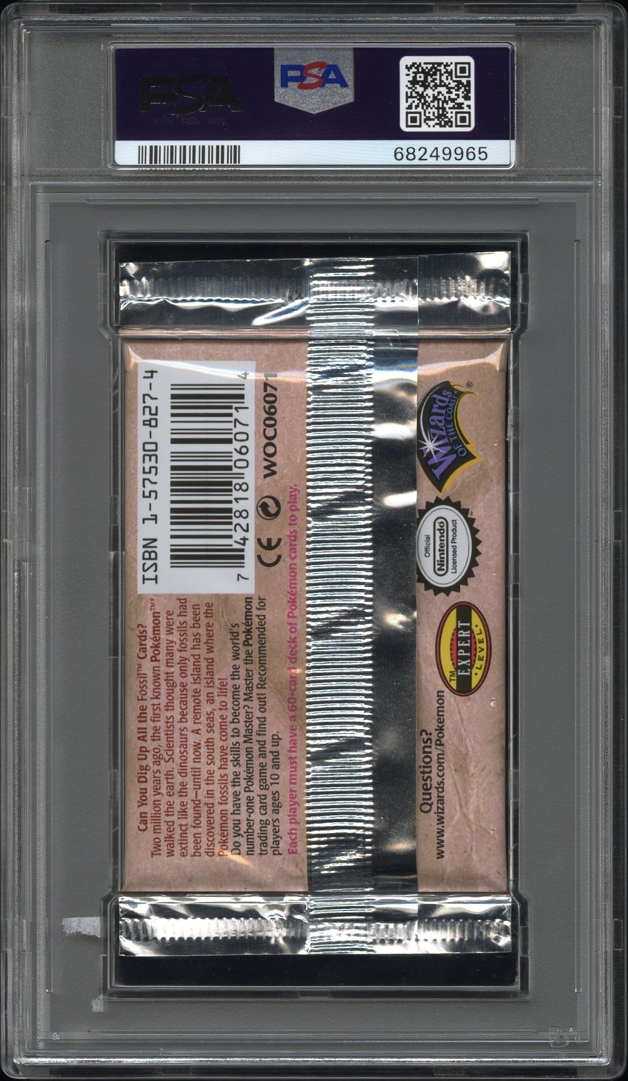 1999 Pokémon Fossil 1st Edition Lapras Booster Pack PSA 10