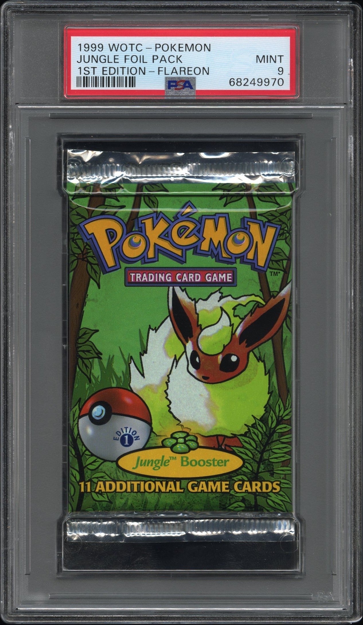 1999 Pokémon Jungle 1st Edition Flareon Booster Pack PSA 9