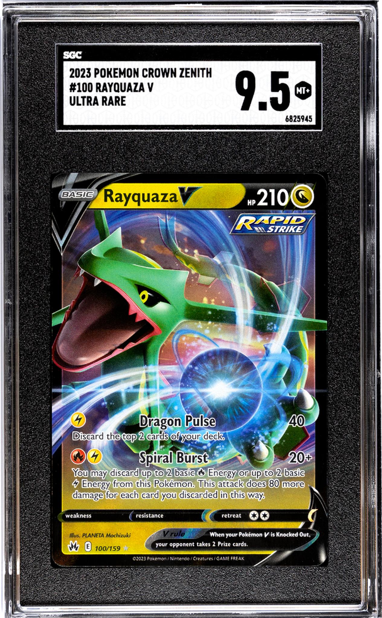 2023 Pokemon Crown Zenith Ultra Rare Rayquaza V #100 SGC 9.5