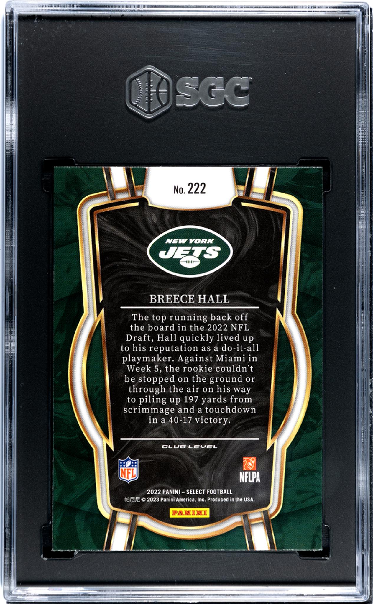 2022 Panini Select Breece Hall #222 RC SGC 9