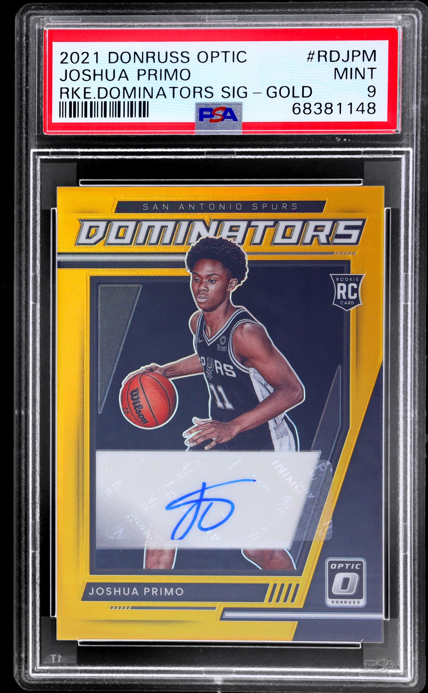 2021 Donruss Optic Dominators Joshua Primo #RDJPM /10 PSA 9 RC Auto