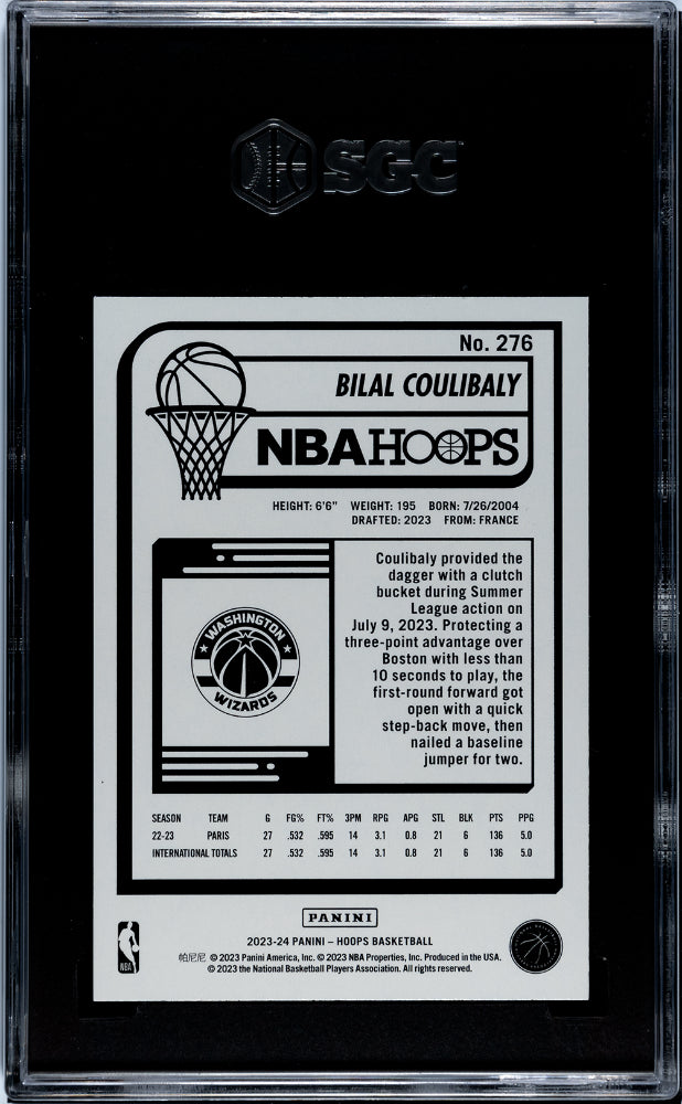 2023-24 Panini Hoops Bilal Coulibaly #276 RC SGC 9