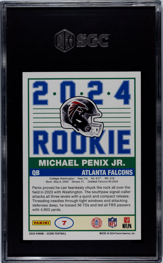 2024 Panini Score Michael Penix Jr. #7 RC SGC 10