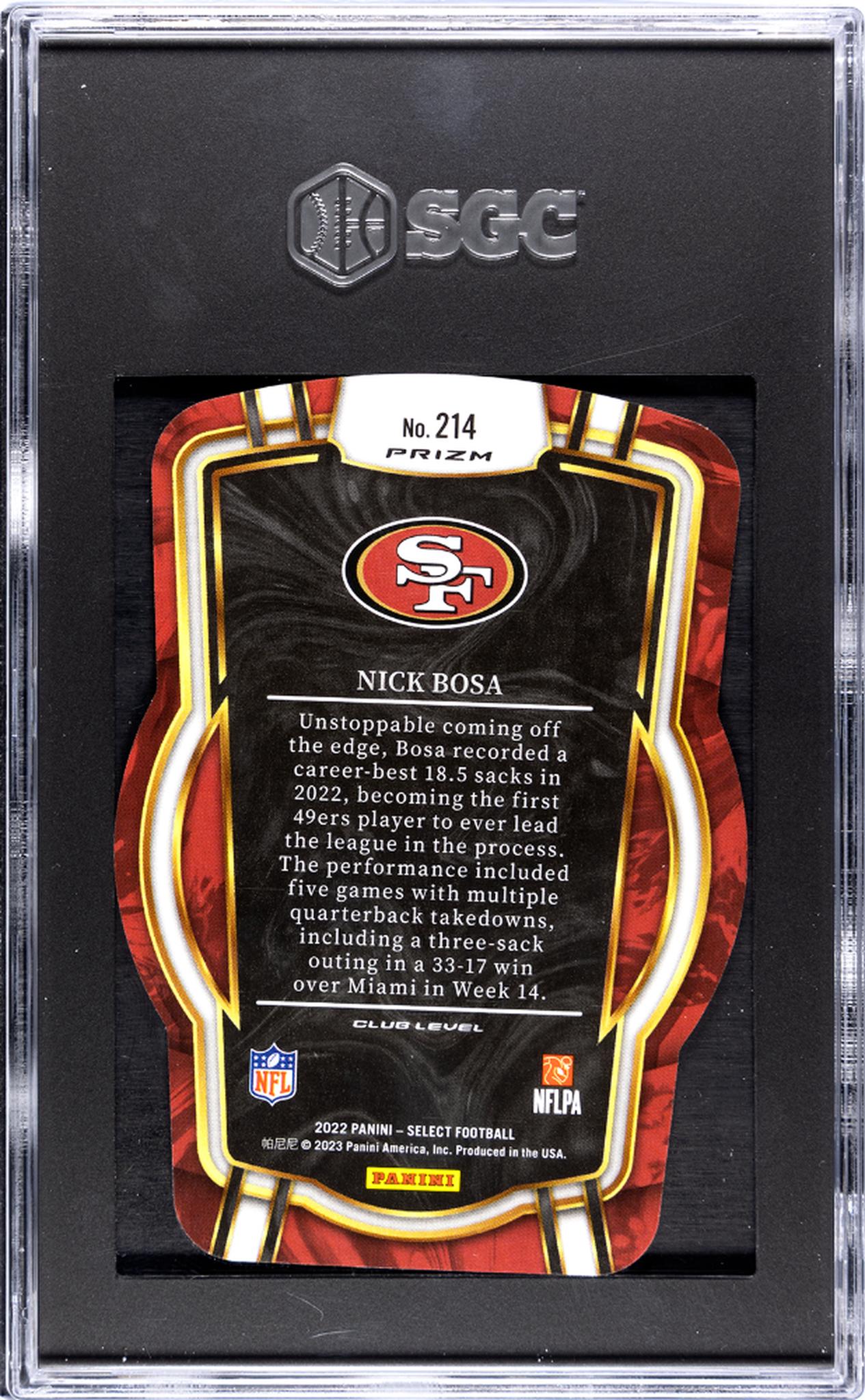 2022 Select #214 Nick Bosa Silver Die-Cut Prizm SGC 9