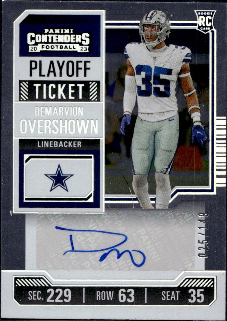 2023 Panini Contenders Rookie Playoff Ticket Auto /149 #229 Demarvion Overshown