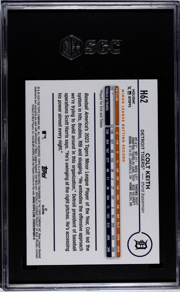 2024 Topps Holiday Colt Keith #H62 RC SGC 10