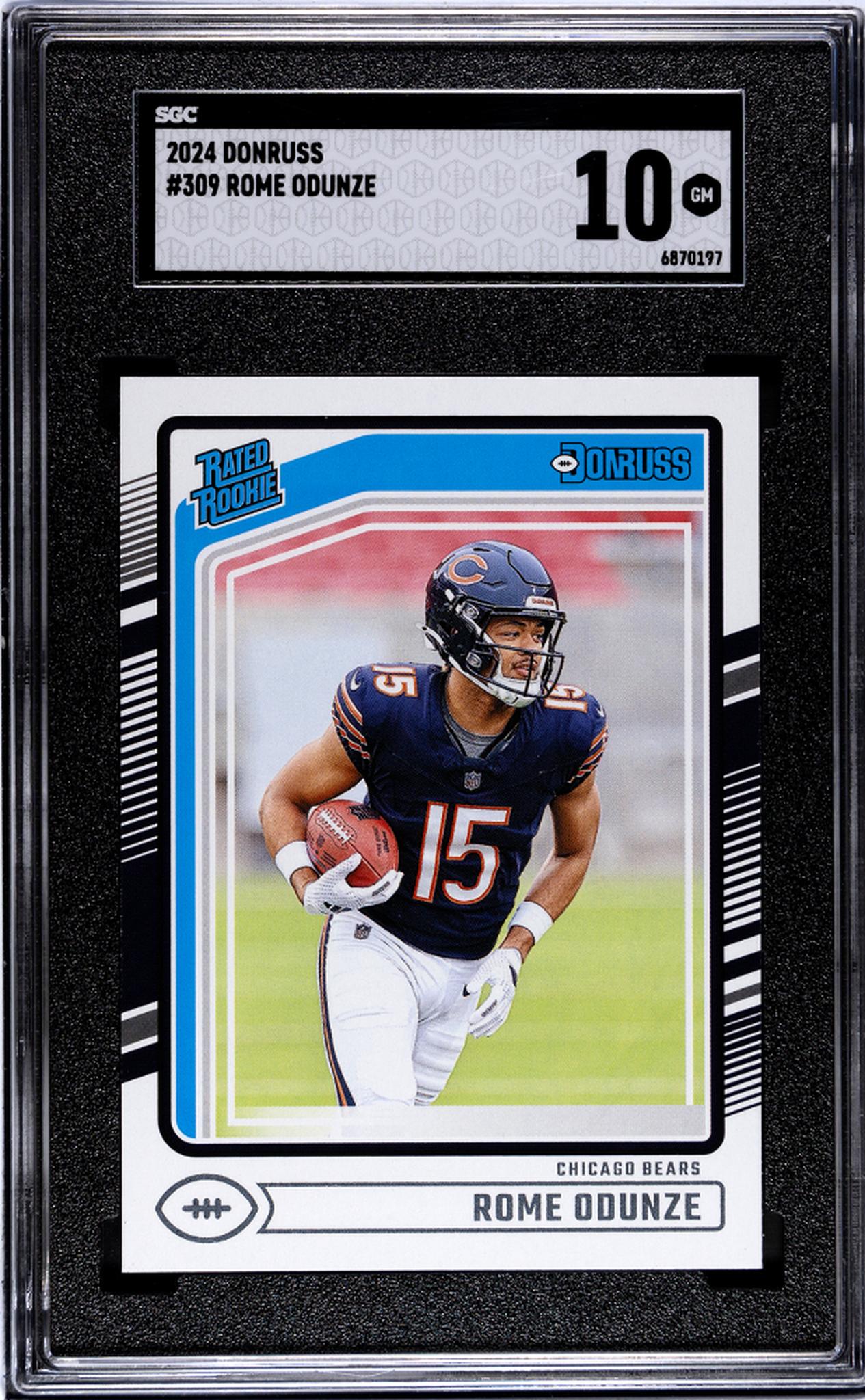 2024 Panini Donruss Rated Rookie Rome Odunze #309 RC SGC 10