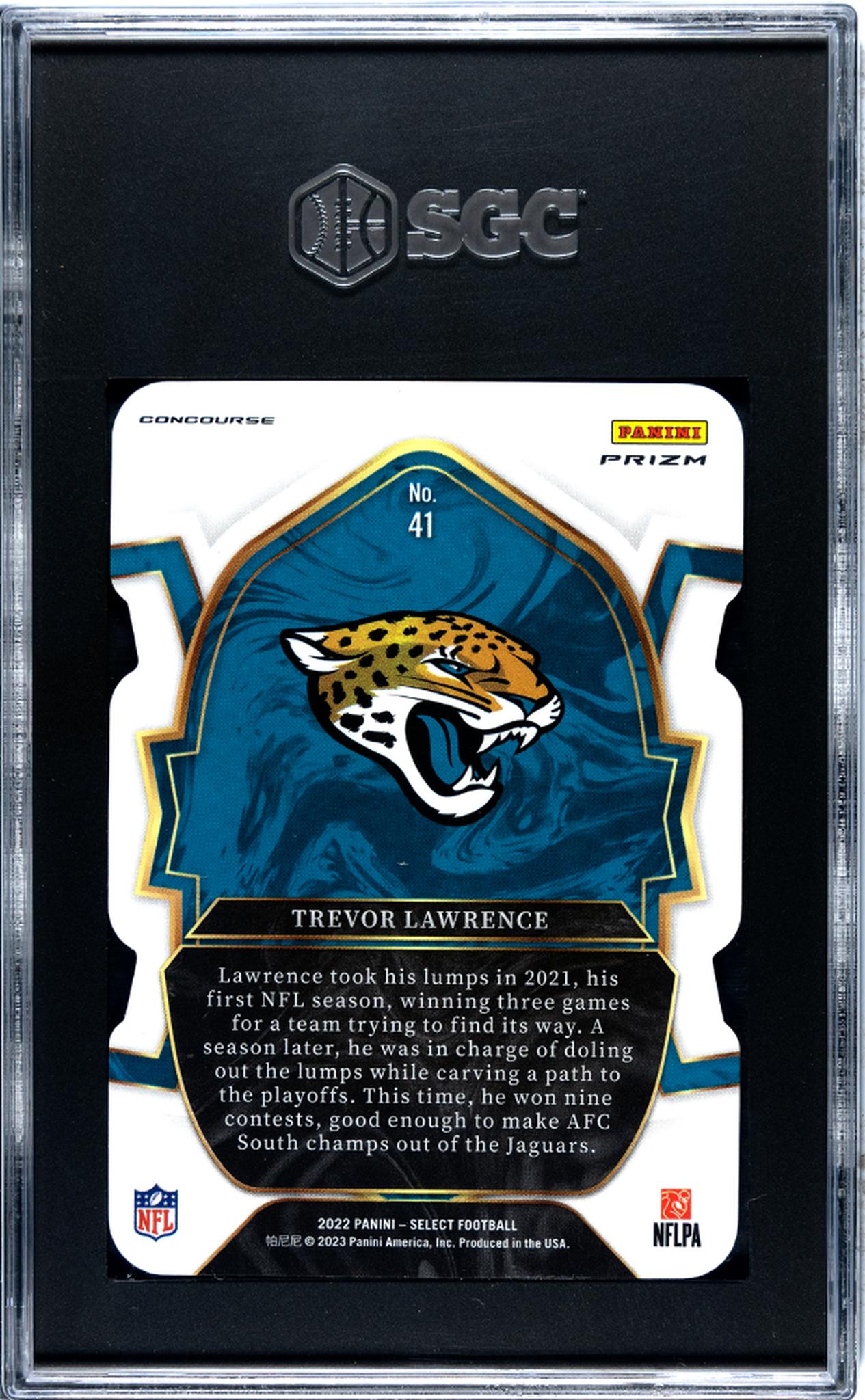 2022 Panini Select #41 Trevor Lawrence Black/Red Die-Cut Prizm SGC 10