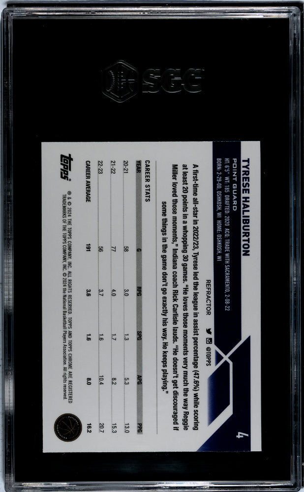 2023-24 Topps Chrome #4 Tyrese Haliburton Ref. SGC 10