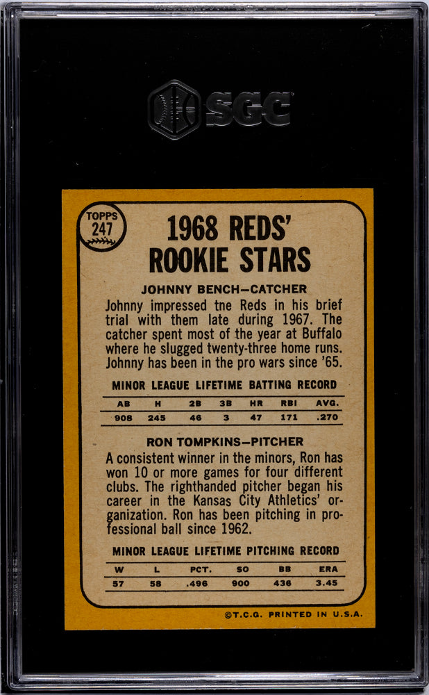 1968 Topps Rookie Stars Johnny Bench #247 SGC 6