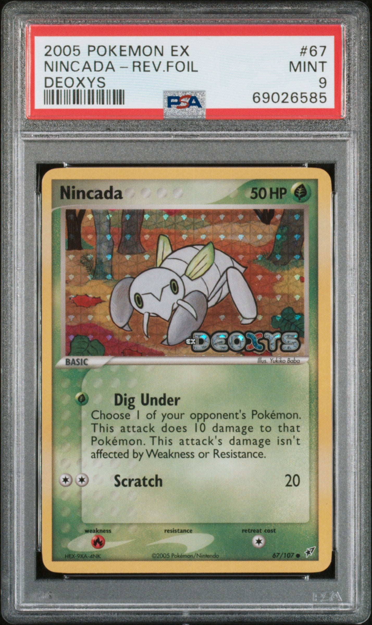 2005 Pokemon Ex Deoxys Reverse Holo Nincada #67 PSA 9