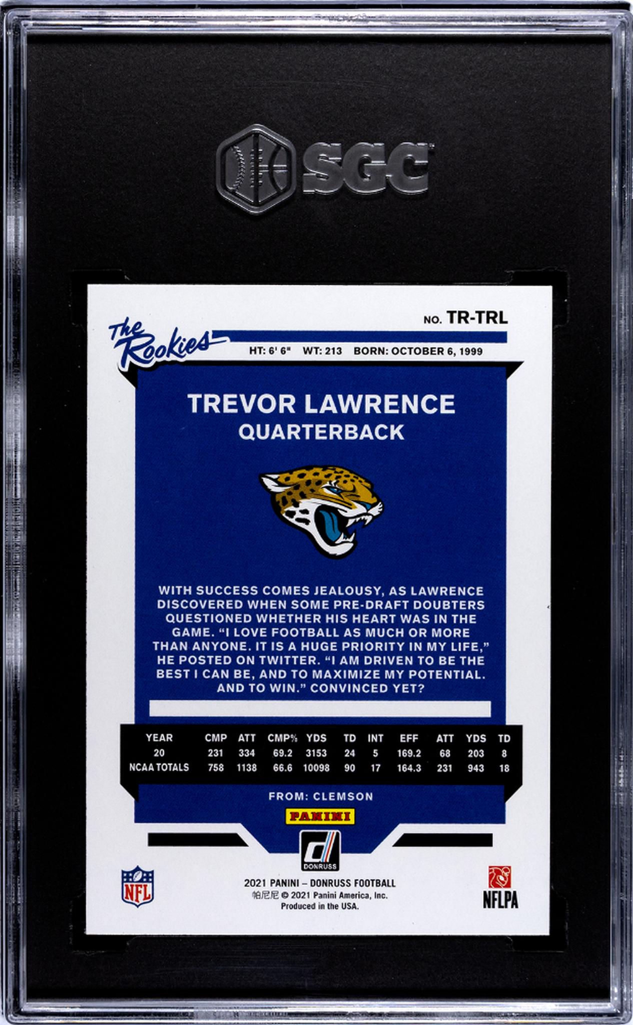 2021 Panini Donruss #TR-TRL Trevor Lawrence Rookie SGC 9