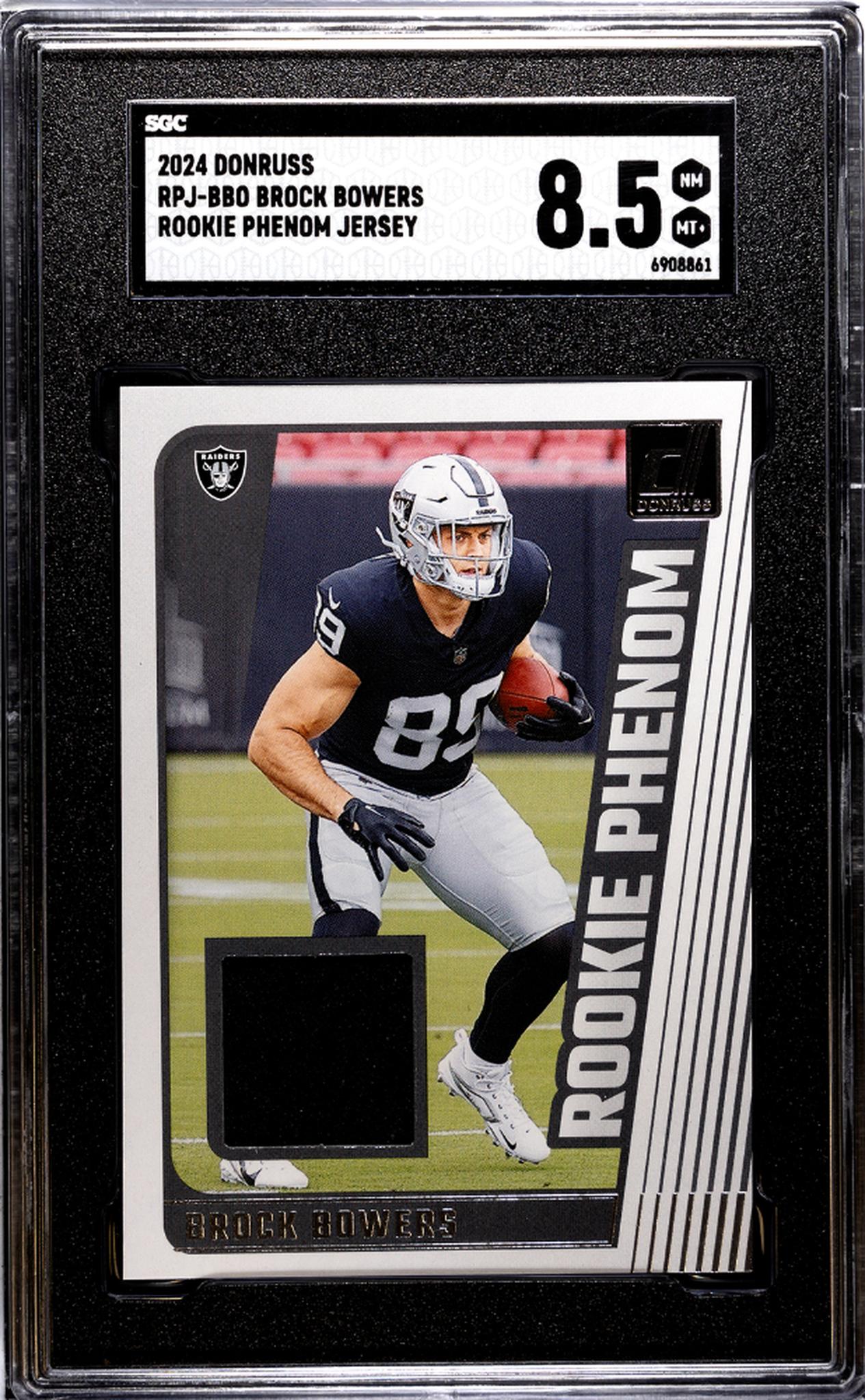 2024 Donruss #RPJ-BBO Brock Bowers Rookie Phenom Jersey SGC 8.5