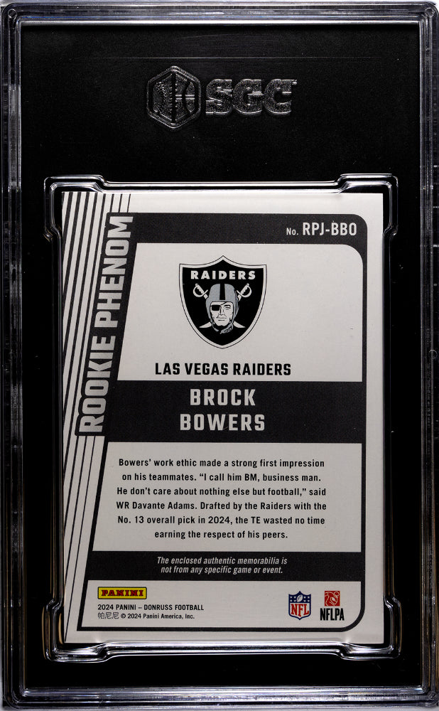 2024 Donruss #RPJ-BBO Brock Bowers Rookie Phenom Jersey SGC 8.5