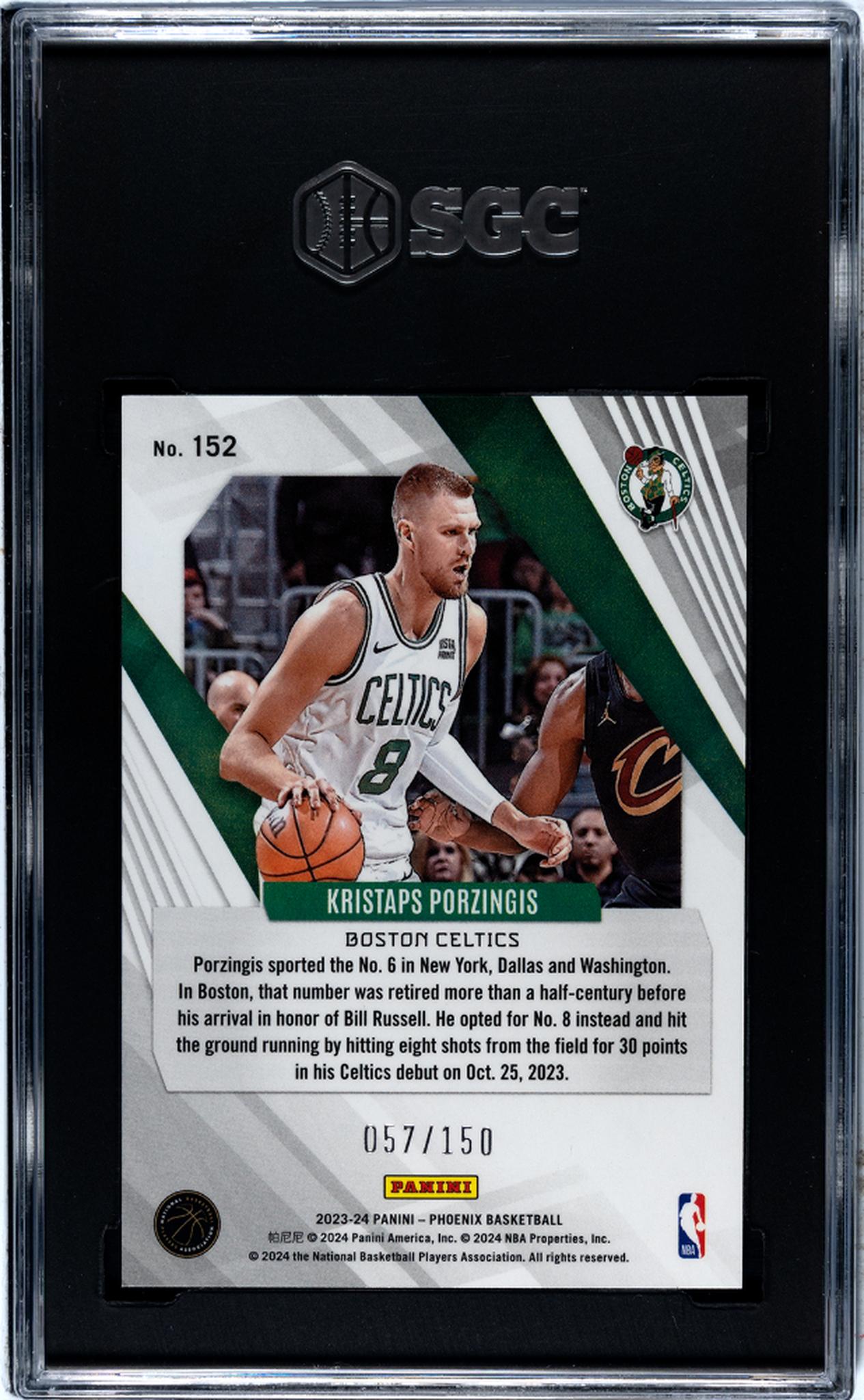 2023-24 Panini Phoenix Purple Kristaps Porzingis #152 /150 SGC 9.5