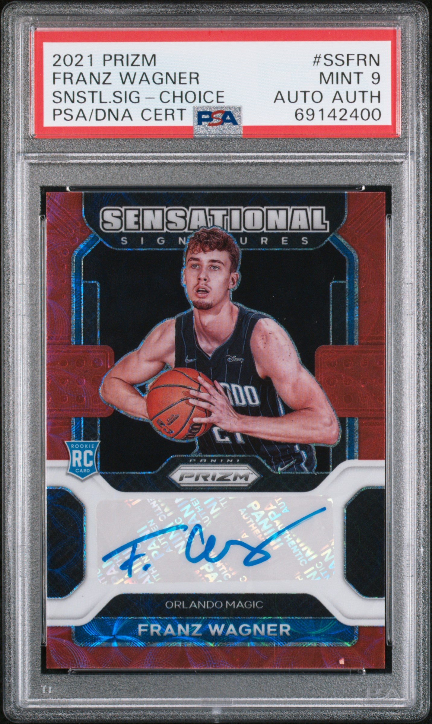 2021 Panini Prizm #58 Franz Wagner Sensational Signatures Choice Prizm PSA 9