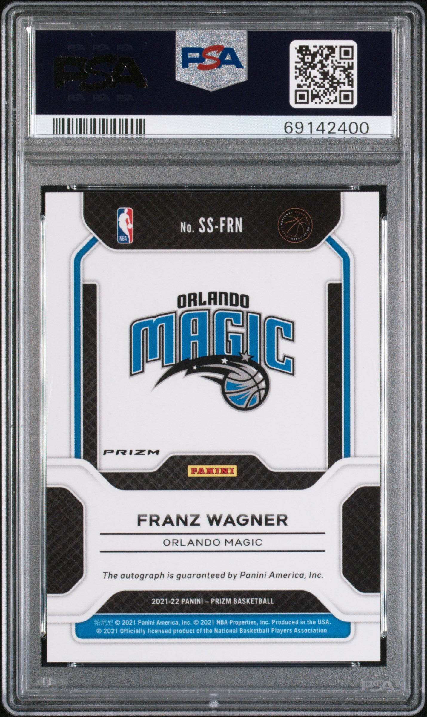 2021 Panini Prizm #58 Franz Wagner Sensational Signatures Choice Prizm PSA 9