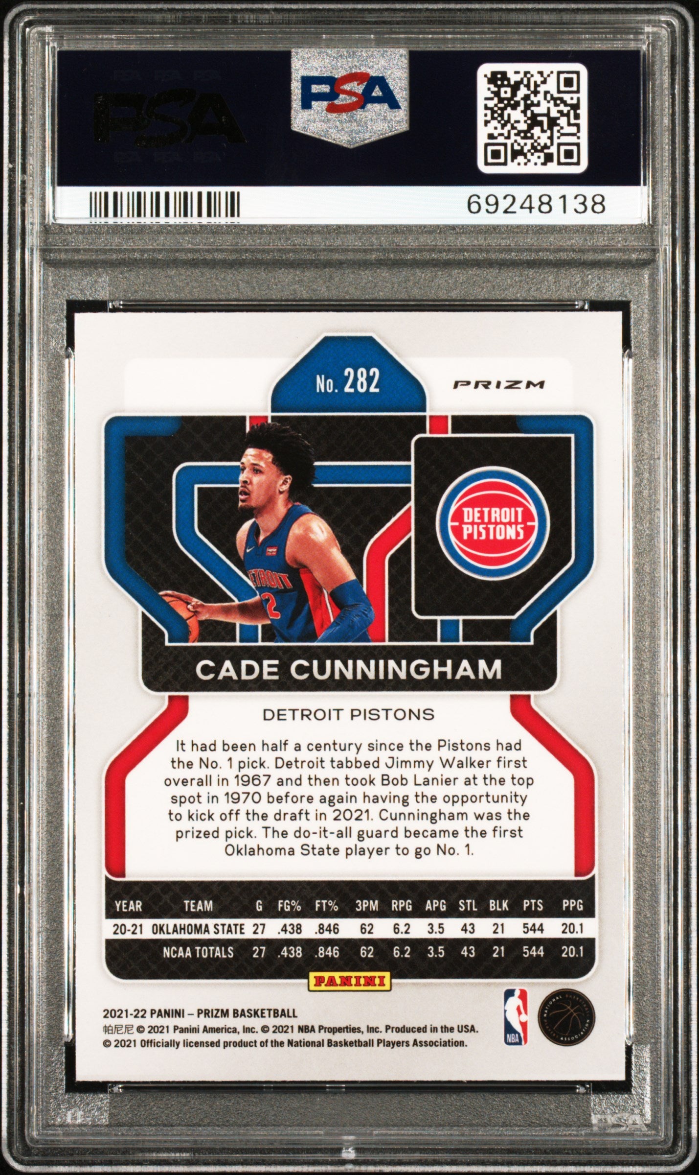 2021 Panini Prizm Ice Cade Cunningham #282 RC PSA 10