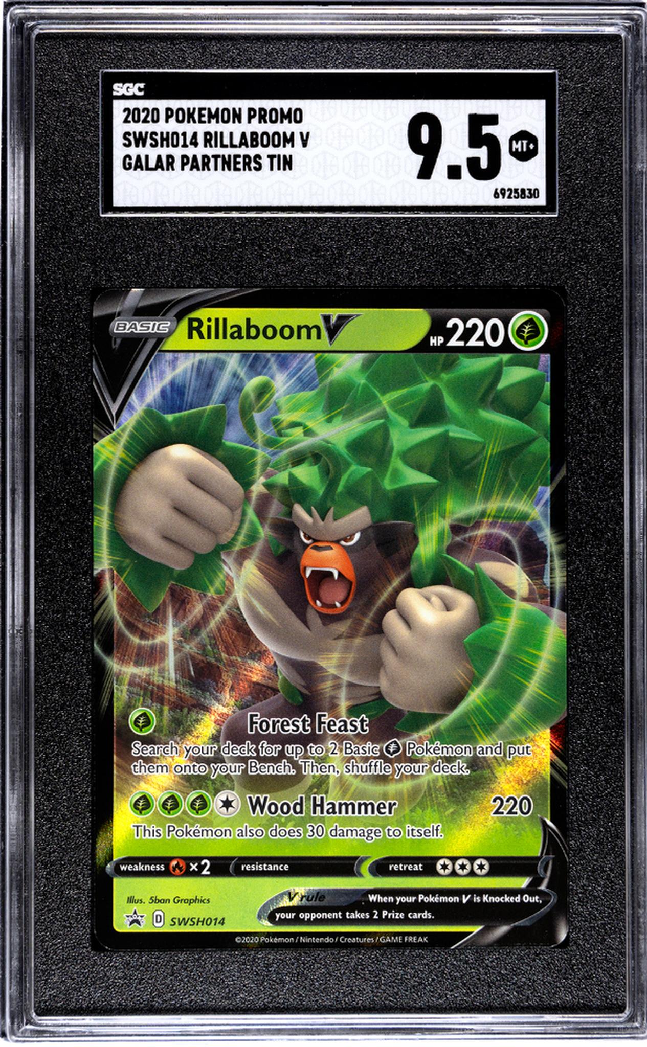 2020 Promo #SWSH014 Rillaboom V Galar Partners Tin SGC 9.5