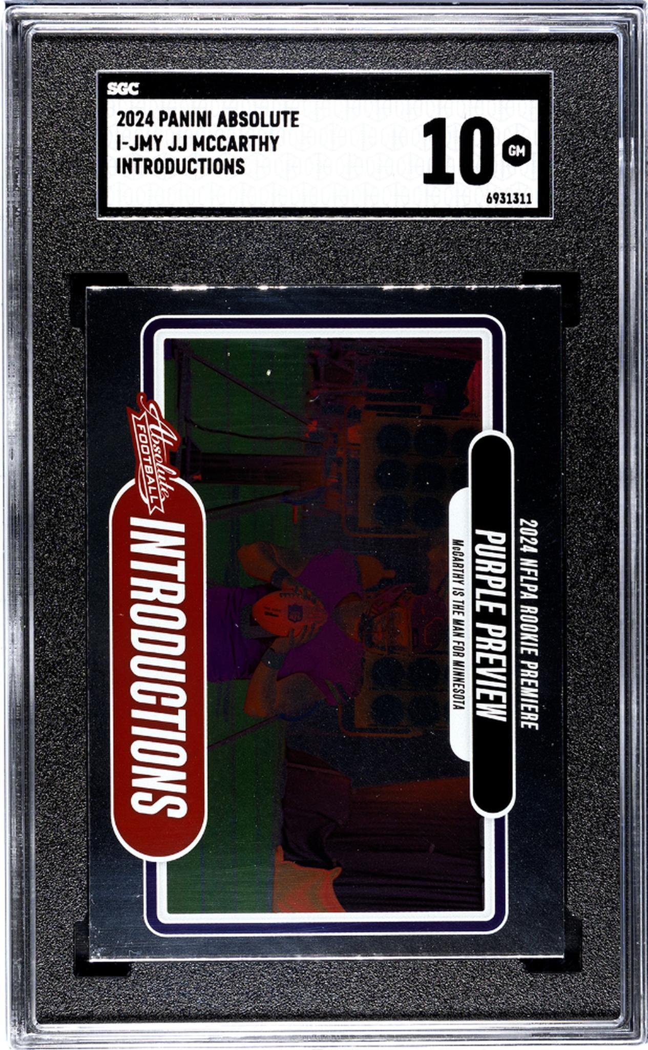 2024 Panini Absolute Introductions Purple Preview JJ McCarthy #I-JMY SGC 10