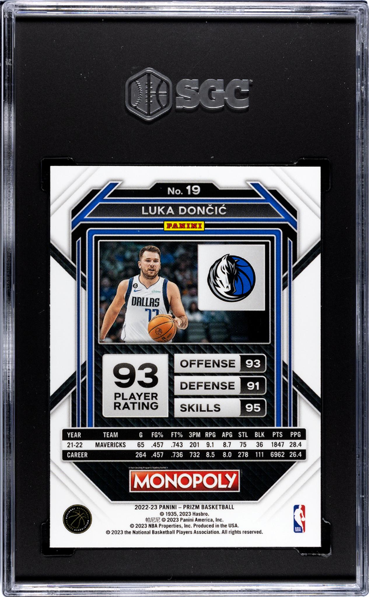 2022-23 Panini Prizm Monopoly Luka Dončić #19 SGC 9.5