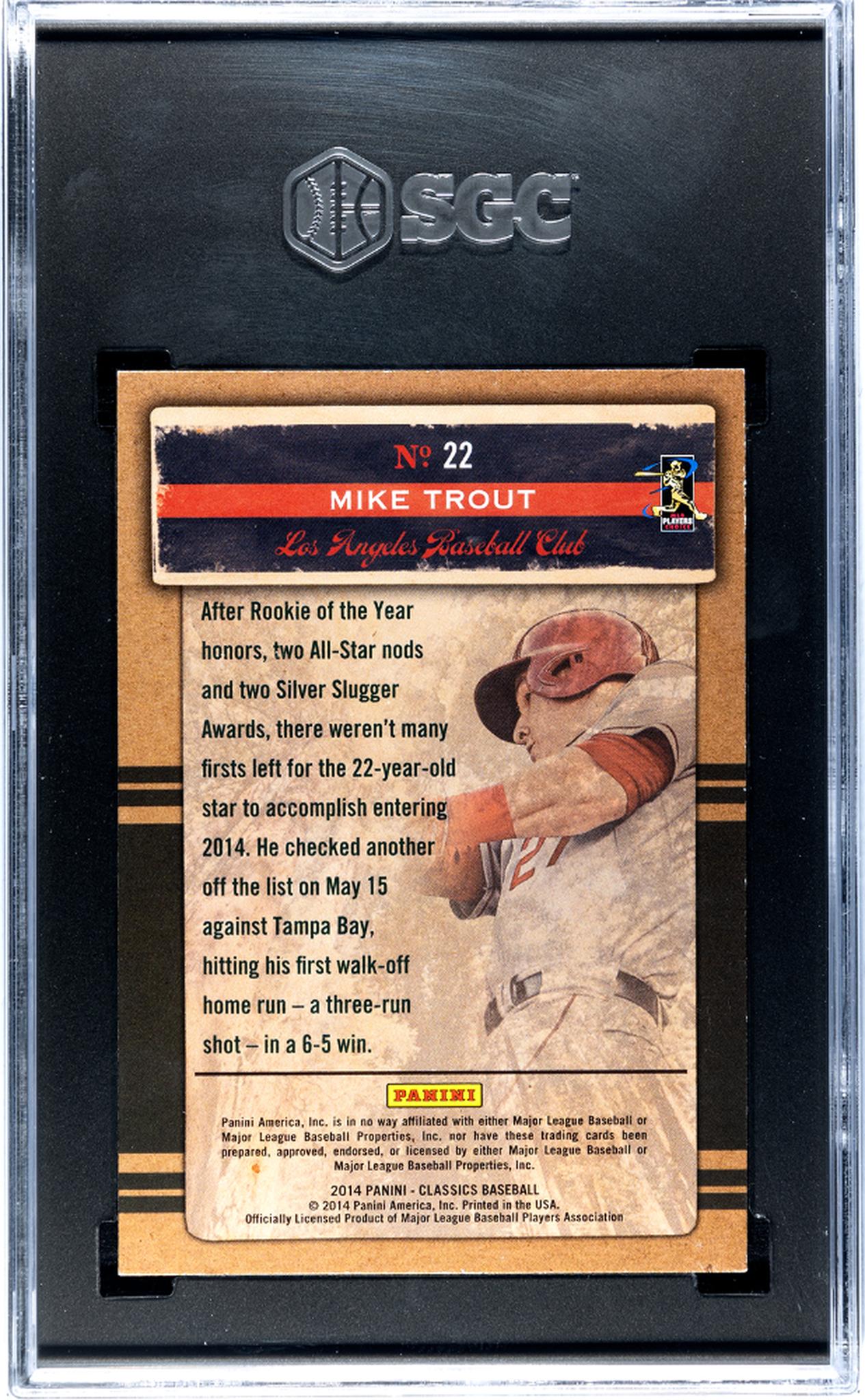 2014 Panini Classics Legendary Lumberjacks Mike Trout #22 SGC 7