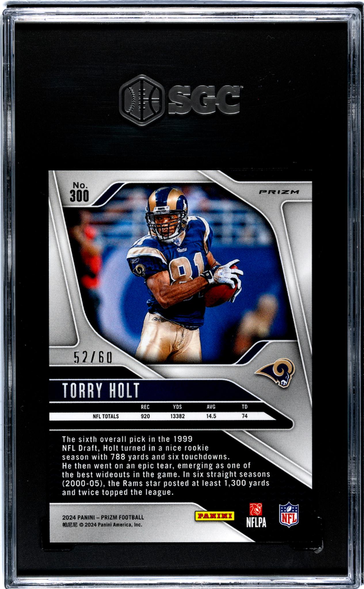 2024 Panini Prizm Orange Wave Prizm Torry Holt #300 /60 SGC 10