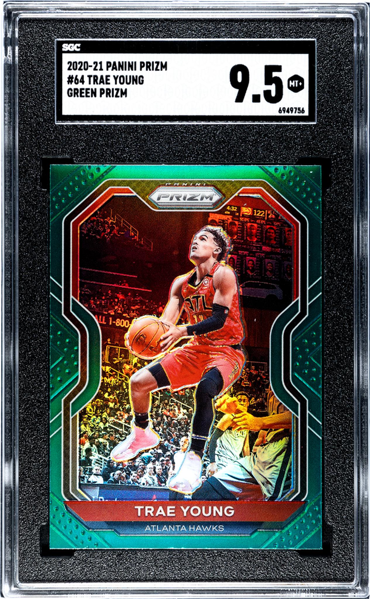 2020-21 Panini Prizm #64 Trae Young Green Prizm SGC 9.5