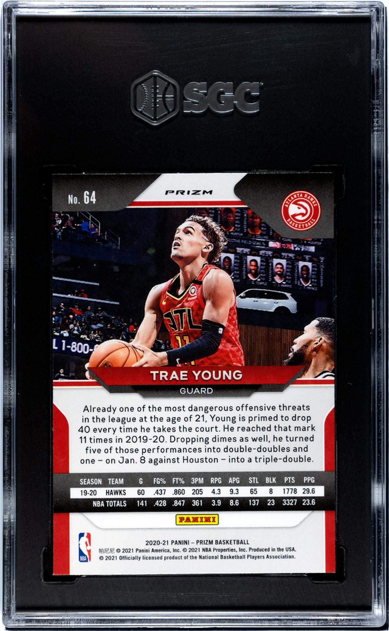 2020-21 Panini Prizm #64 Trae Young Green Prizm SGC 9.5