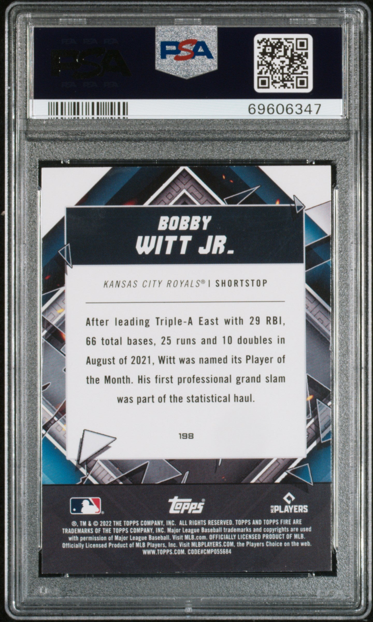 2022 Topps Fire Flame Bobby Witt Jr. #198 PSA 9