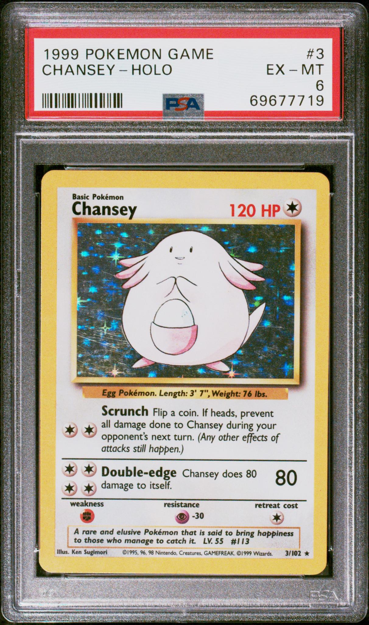 1999 Pokemon #3/102 Chansey PSA 6