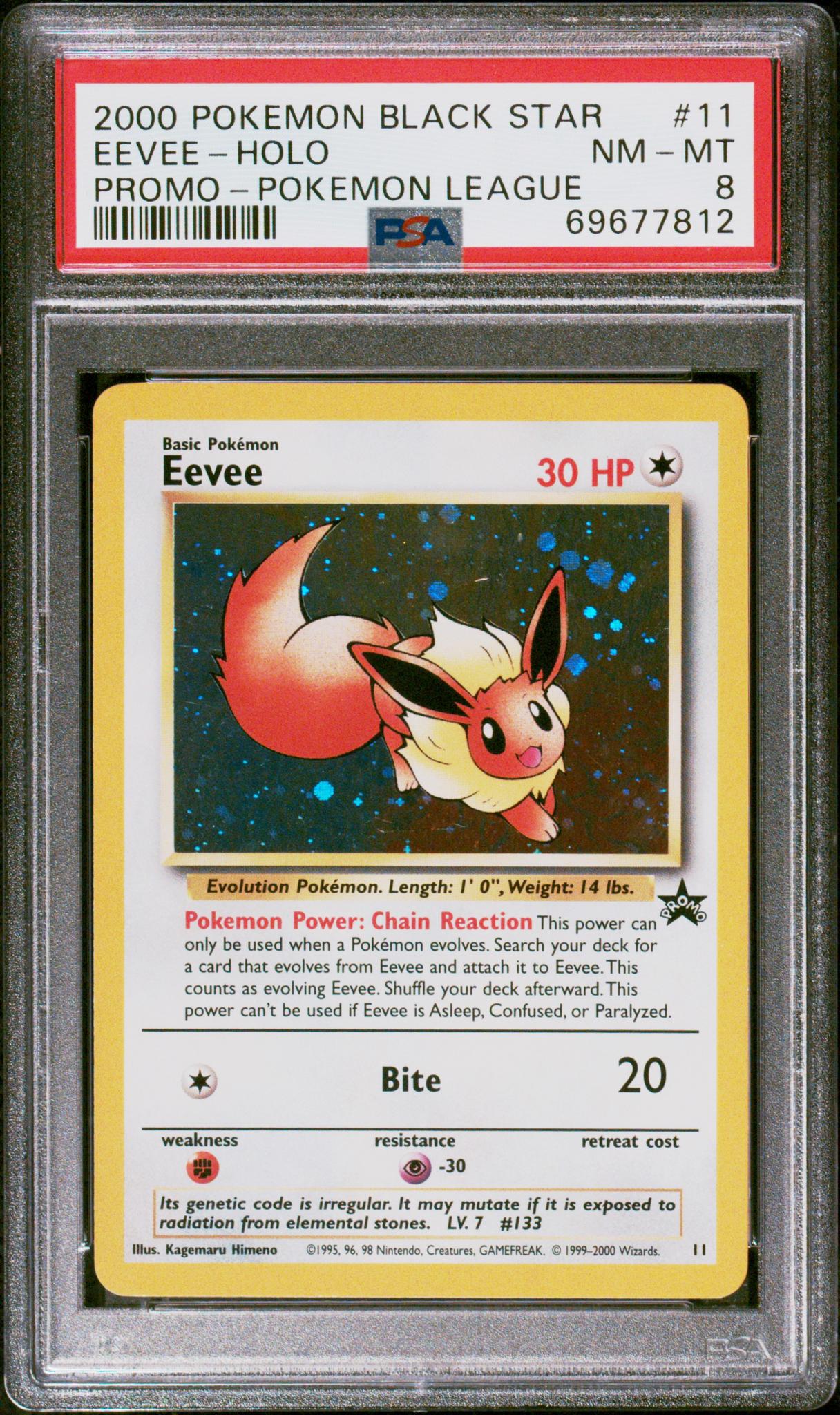 2000 Pokémon Wizards Black Star Promo Eevee #11 Holo Pokémon League PSA 8