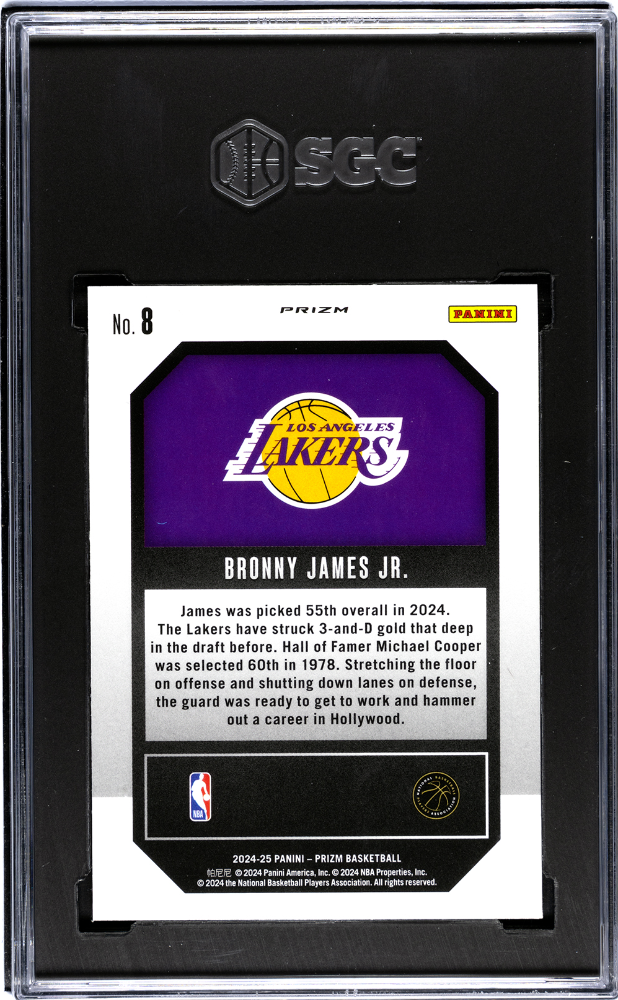 2024-25 Panini Prizm #8 Bronny James Jr. Emergent Silver Prizm SGC 10
