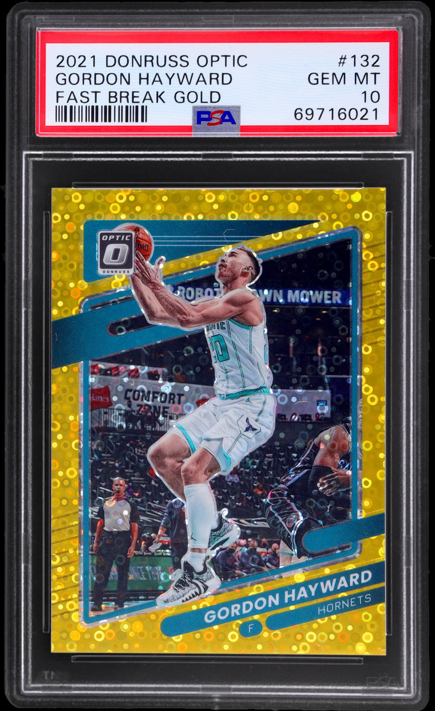 2021 Panini Donruss Optic Fast Break Gold Gordon Hayward #132 Prizm /10 PSA 10