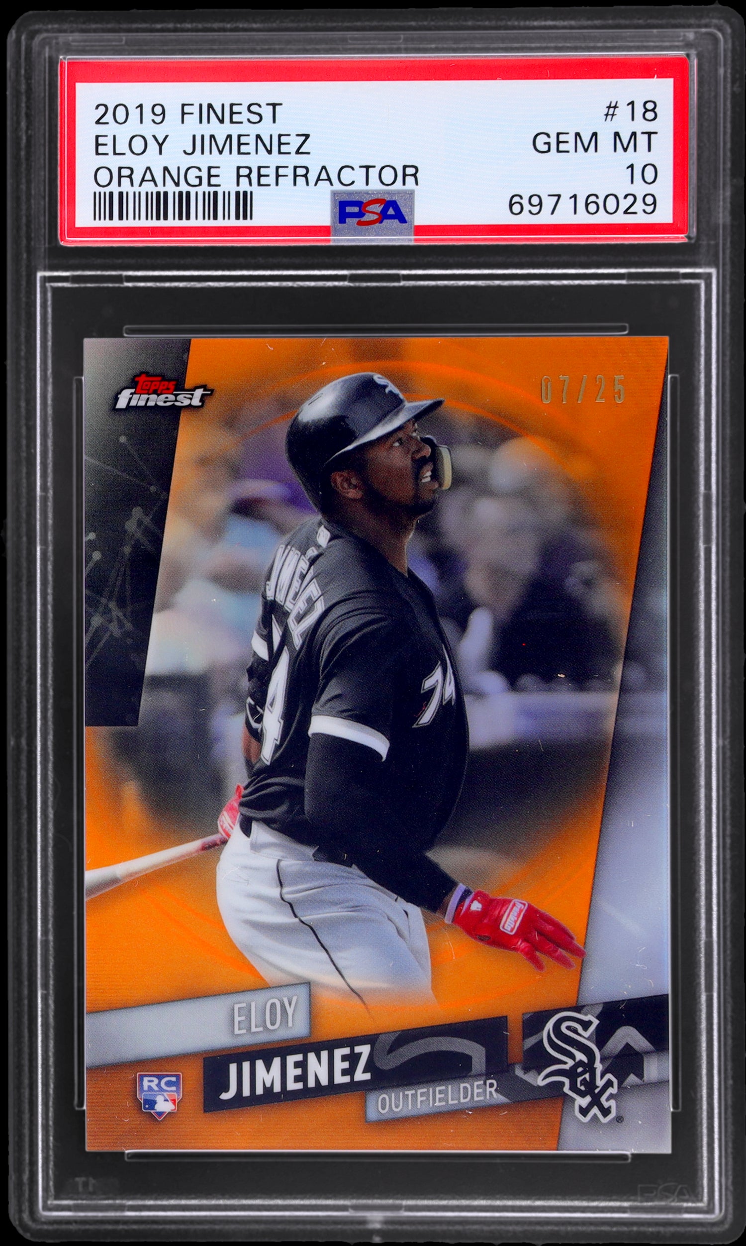 2019 Topps Finest Orange Refractor Eloy Jimenez #18 /25 PSA 10 RC