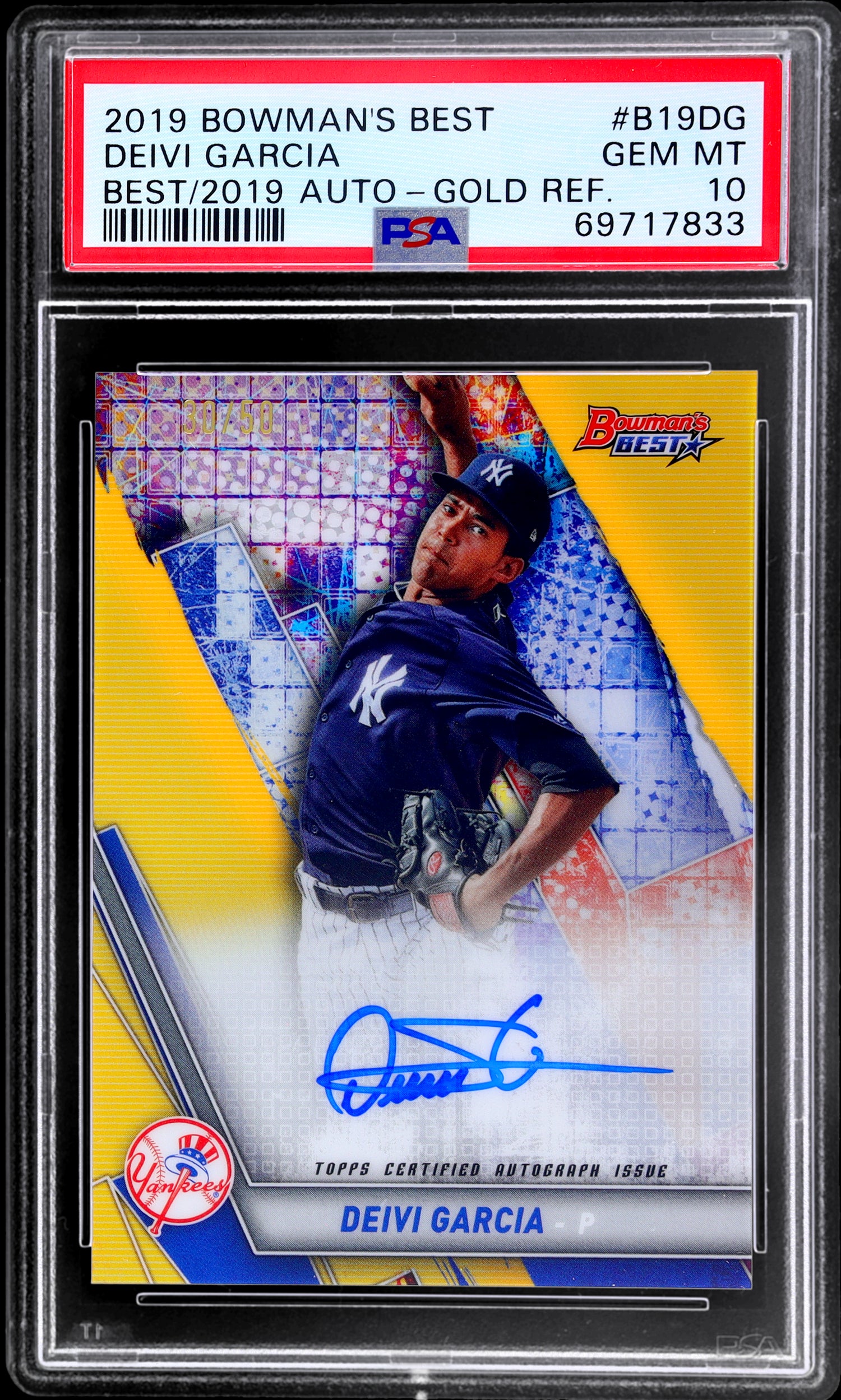 2019 Bowman's Best Deivi Garcia #B19DG Gold Ref Auto /50 PSA 10