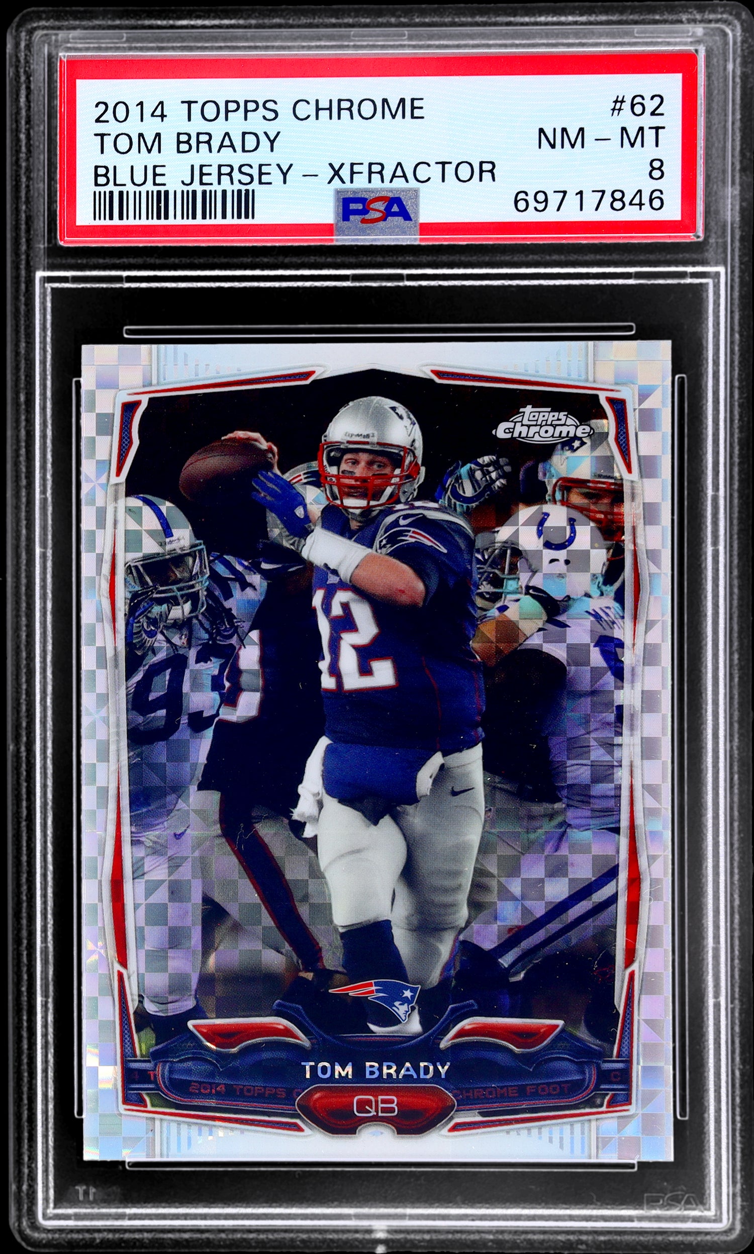 2014 Topps Chrome Xfractor Tom Brady #62 PSA 8 Blue Jersey