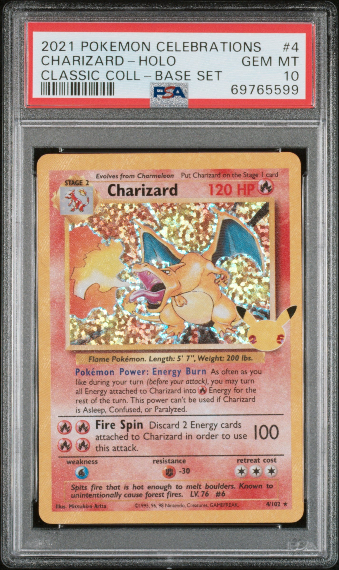 2021 Pokemon #4 Charizard Celebrations PSA 10