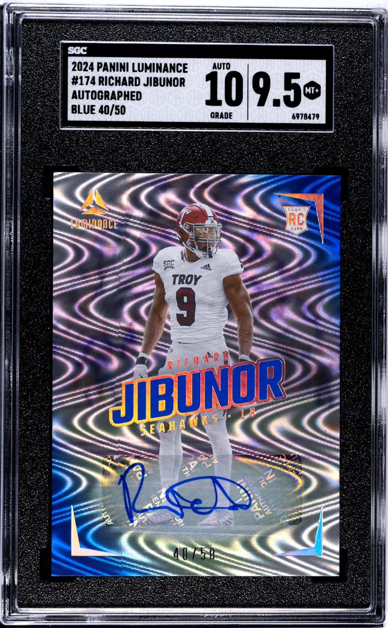 2024 Panini Luminance #174 Richard Jibunor Auto. Blue 40/50 SGC 9.5