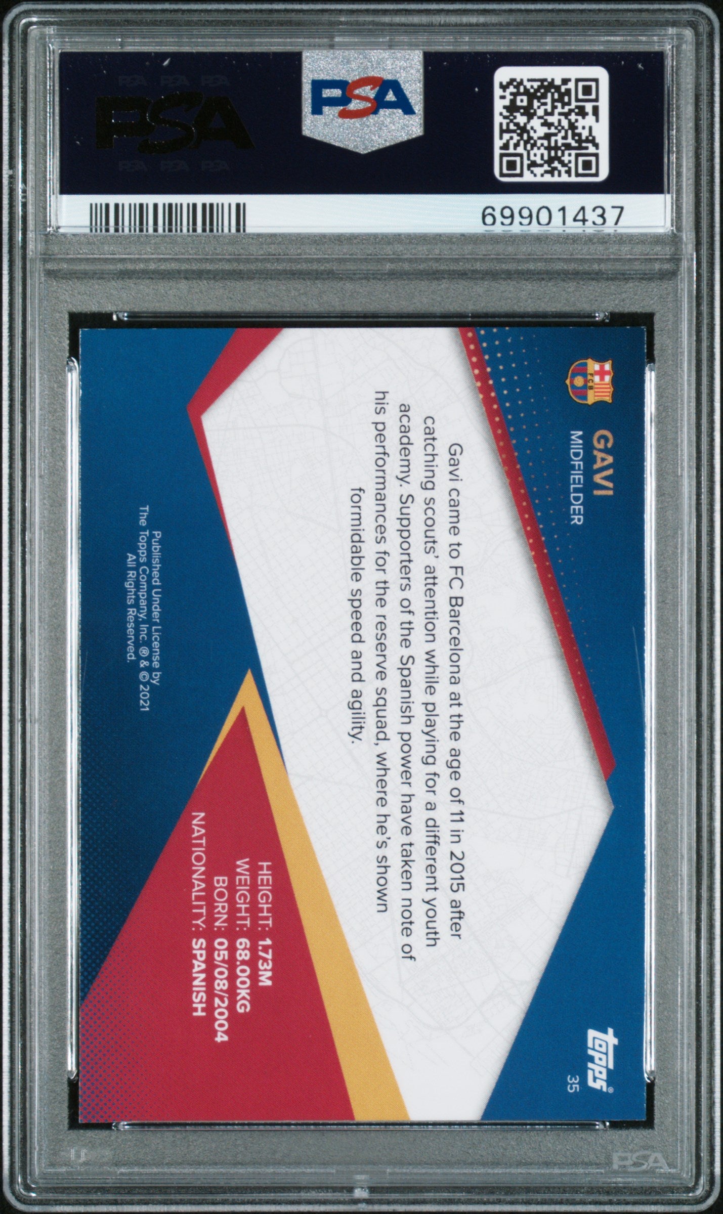 2021 Topps FC Barcelona Team Set Gavi #35 RC PSA 10