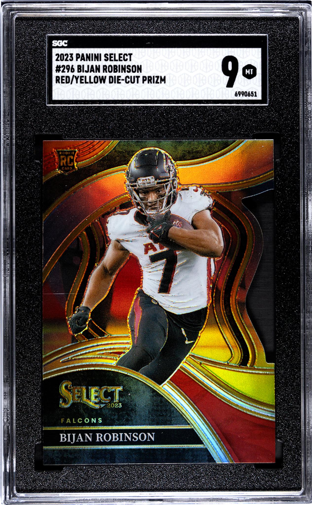 2023 Panini Select #296 Bijan Robinson Red/Yellow Rookie  SGC 9