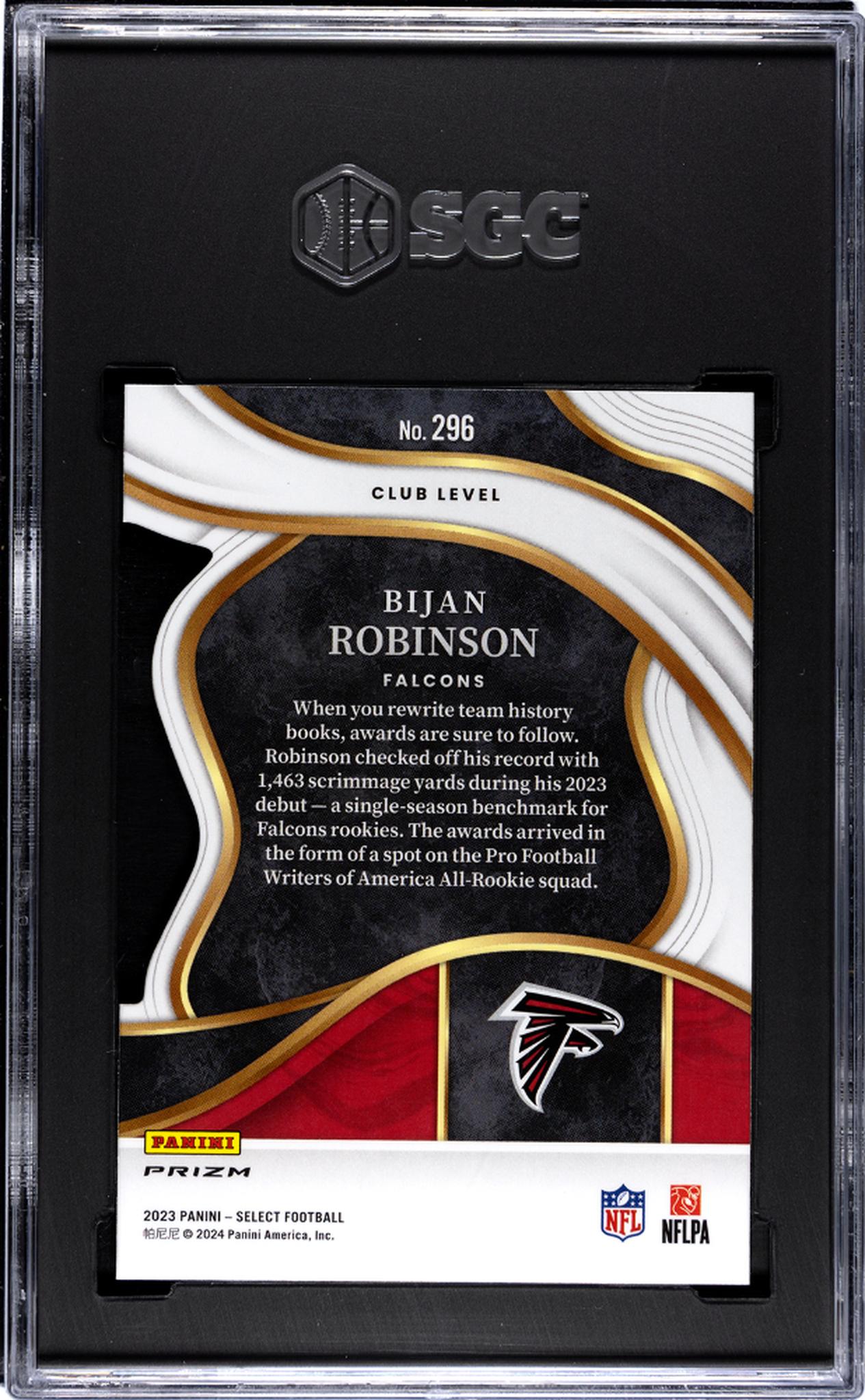 2023 Panini Select #296 Bijan Robinson Red/Yellow Rookie  SGC 9